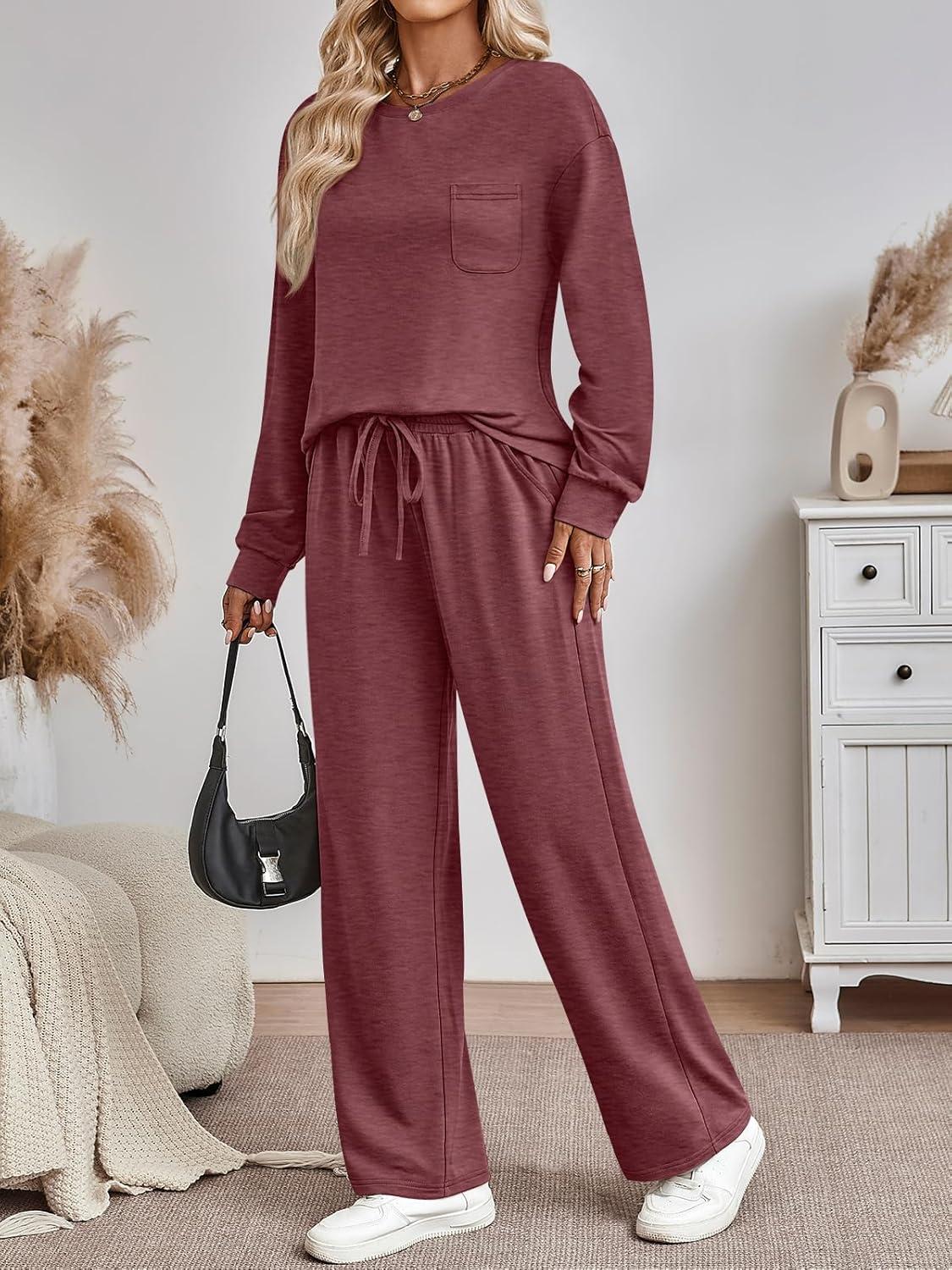 imageAUTOMET Womens Sweatsuits 2 Piece Lounge Matching Outfits Sweat Sets Tracksuit Travel Sweatshirts Fall Fashion Clothes 2025Winered