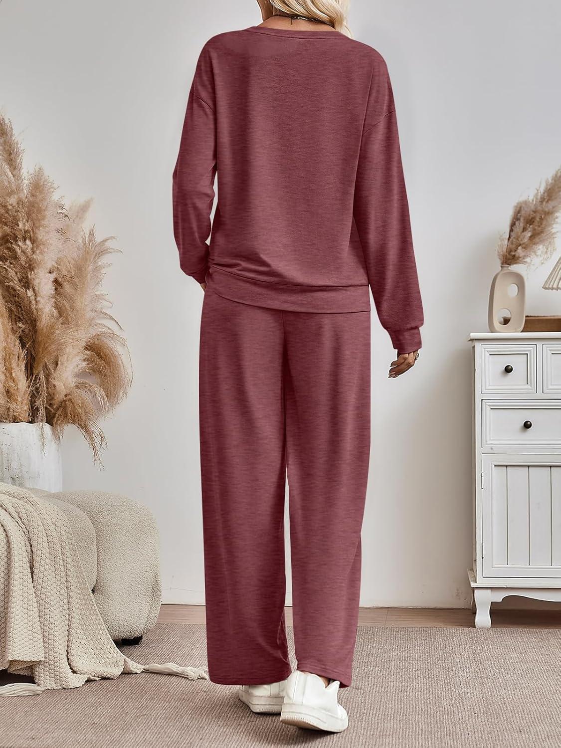 imageAUTOMET Womens Sweatsuits 2 Piece Lounge Matching Outfits Sweat Sets Tracksuit Travel Sweatshirts Fall Fashion Clothes 2025Winered