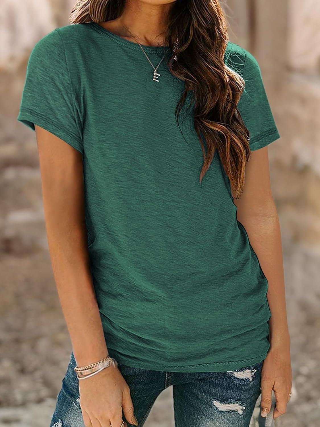 imageAUTOMET Womens Tops Shorts Sleeve Shirts for Summer Spring Beach Vacation Plus Size Oversized Casual Tee for Teen Girls 202502darkgreen