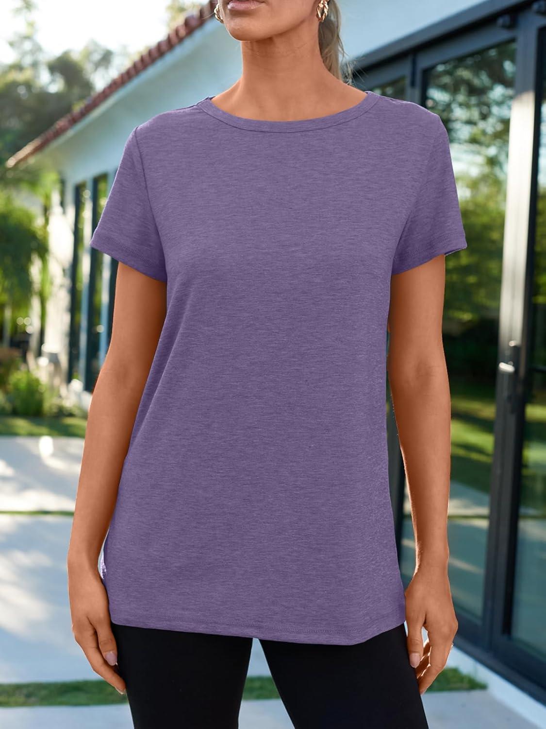 imageAUTOMET Womens Tops Shorts Sleeve Shirts for Summer Spring Beach Vacation Plus Size Oversized Casual Tee for Teen Girls 202502lavenderpurple