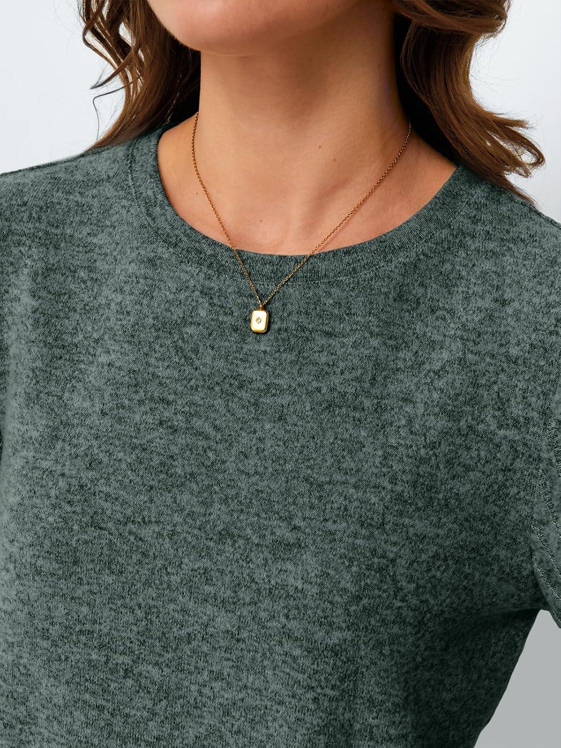 imageAUTOMET Womens Tops Summer Sweater Long Tunic Dressy Casual Blouses Business Cute Trendy Short Sleeve Shirt 2025Darkgreen