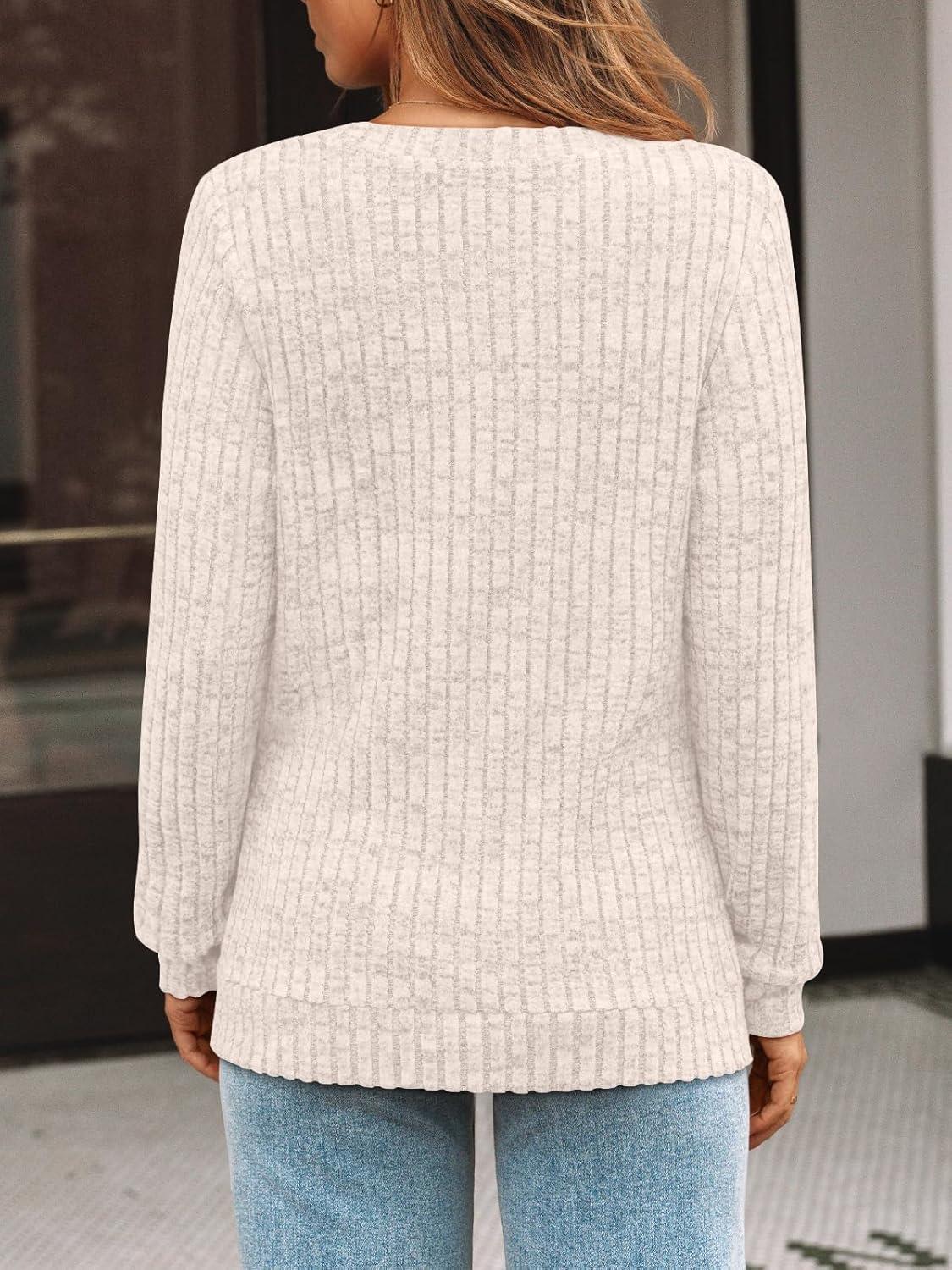 imageAUTOMET Womens V Neck Long Sleeve Shirt Fall Fashion Tops Tunic Dressy Casual Sweater Clothes Cute Trendy Work Outfits 2025Apricot