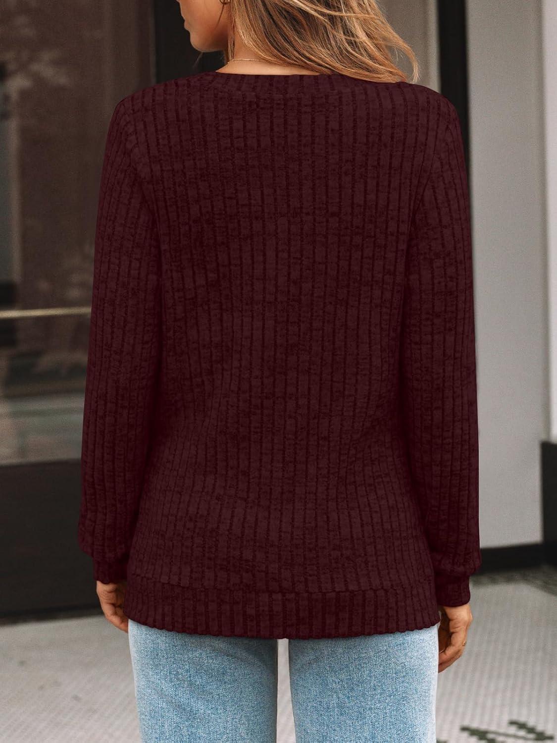 imageAUTOMET Womens V Neck Long Sleeve Shirt Fall Fashion Tops Tunic Dressy Casual Sweater Clothes Cute Trendy Work Outfits 2025Maroon