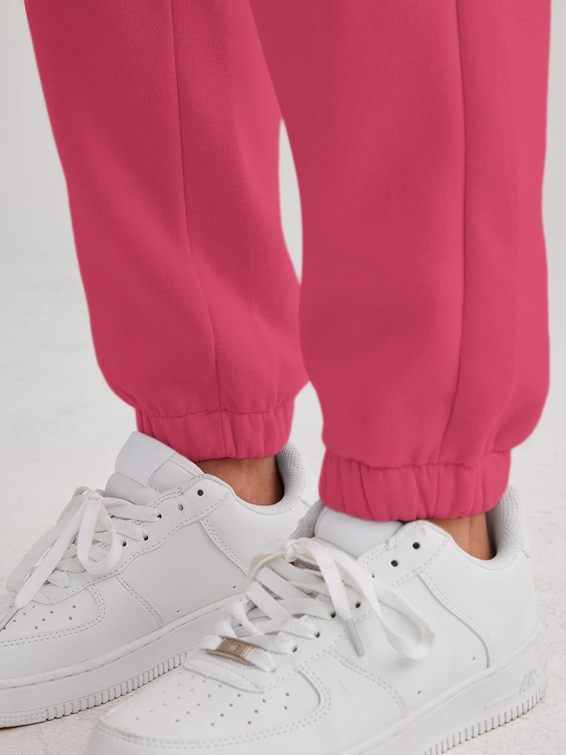 imageAUTOMET Womens Winter Casual Baggy Fleece Lined Sweatpants Fashion High Waisted Joggers Pants Athletic Clothes with PocketsWatermelonred