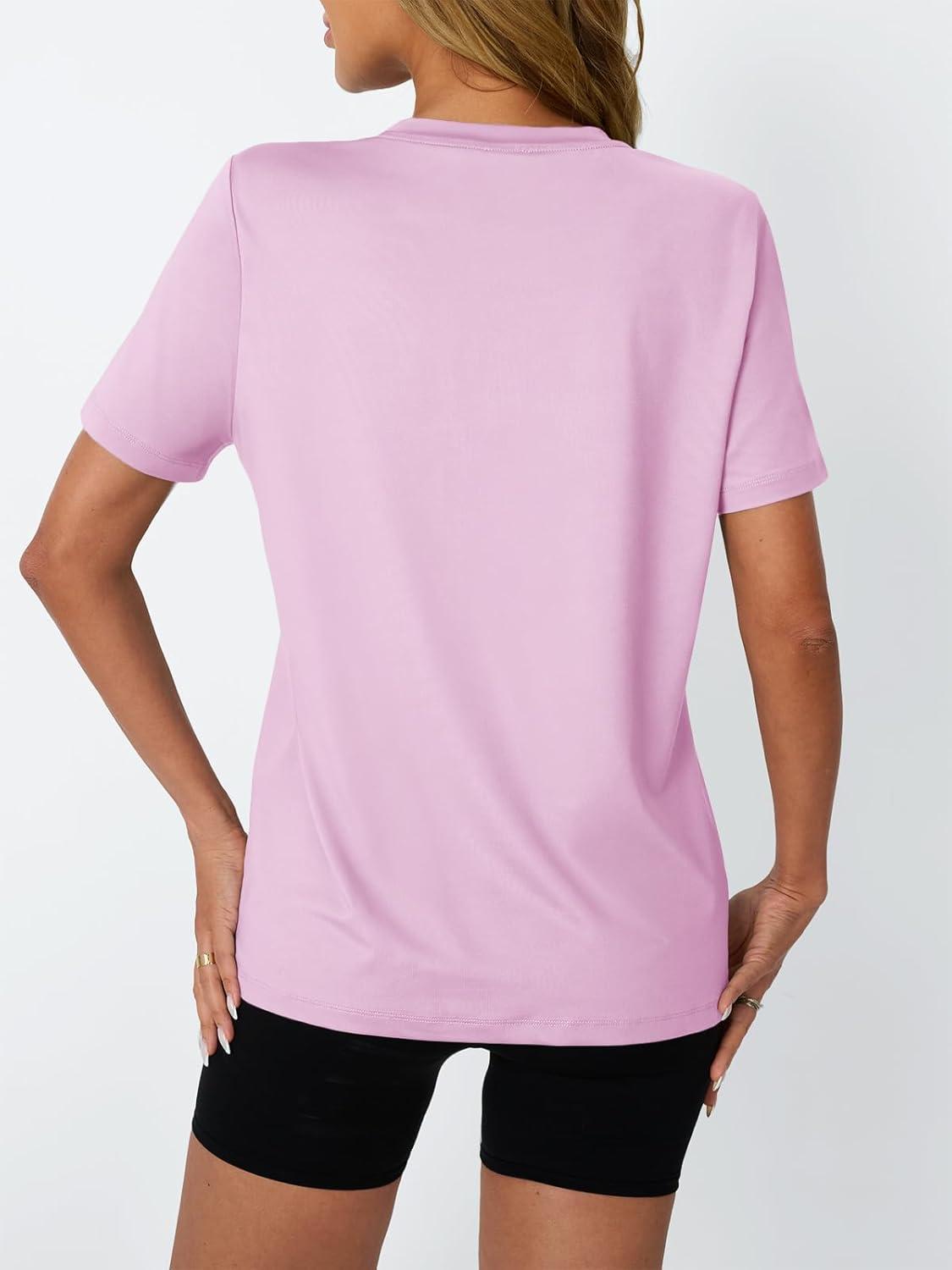 imageAUTOMET Womens Workout Tops Short Sleeve Gym Shirts Summer Athletic Yoga Tshirts Loose Fit Casual Clothes 2025Lightpink