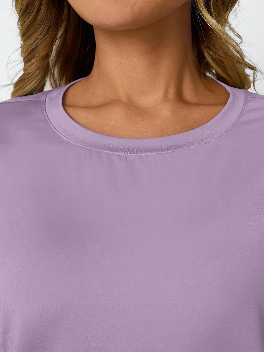 imageAUTOMET Womens Workout Tops Short Sleeve Gym Shirts Summer Athletic Yoga Tshirts Loose Fit Casual Clothes 2025Purple