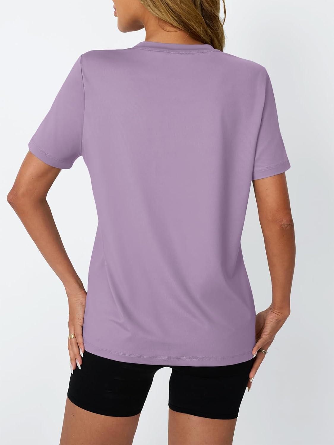 imageAUTOMET Womens Workout Tops Short Sleeve Gym Shirts Summer Athletic Yoga Tshirts Loose Fit Casual Clothes 2025Purple