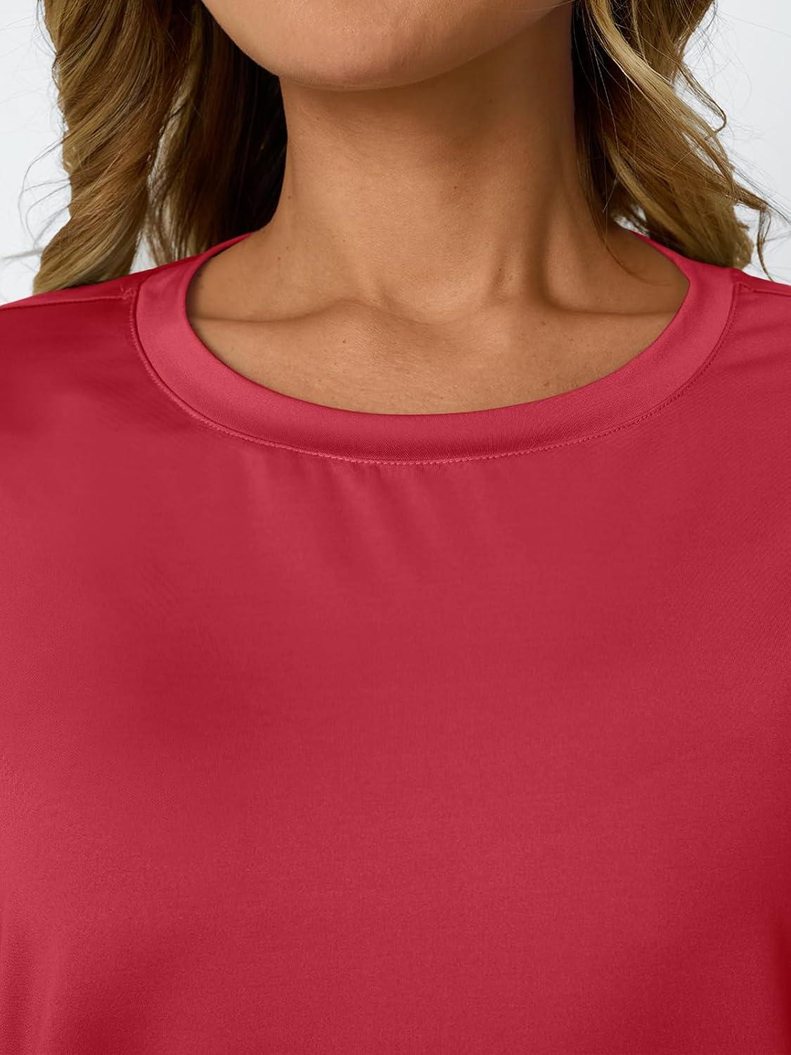 imageAUTOMET Womens Workout Tops Short Sleeve Gym Shirts Summer Athletic Yoga Tshirts Loose Fit Casual Clothes 2025Red