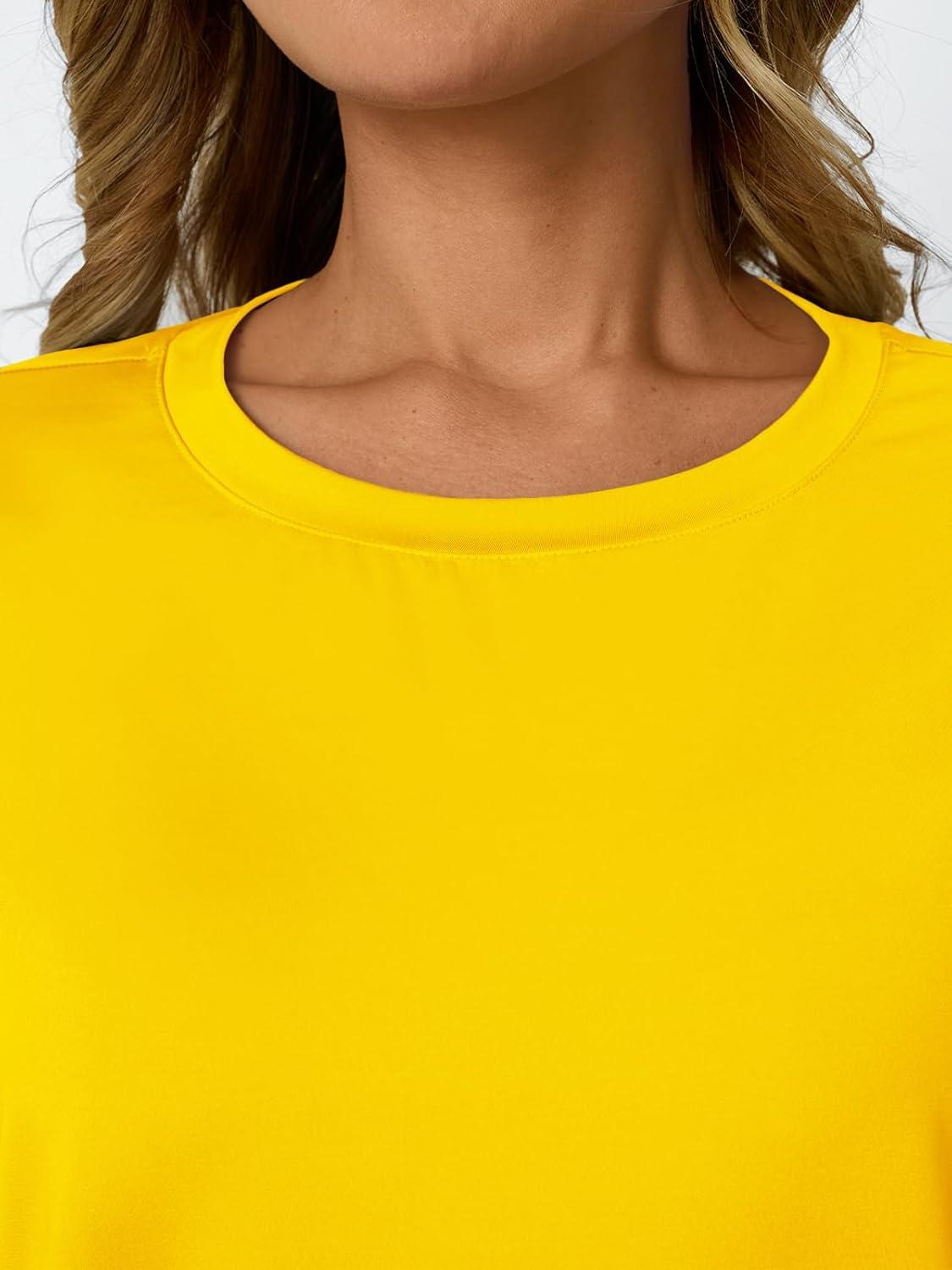 imageAUTOMET Womens Workout Tops Short Sleeve Gym Shirts Summer Athletic Yoga Tshirts Loose Fit Casual Clothes 2025Yellow