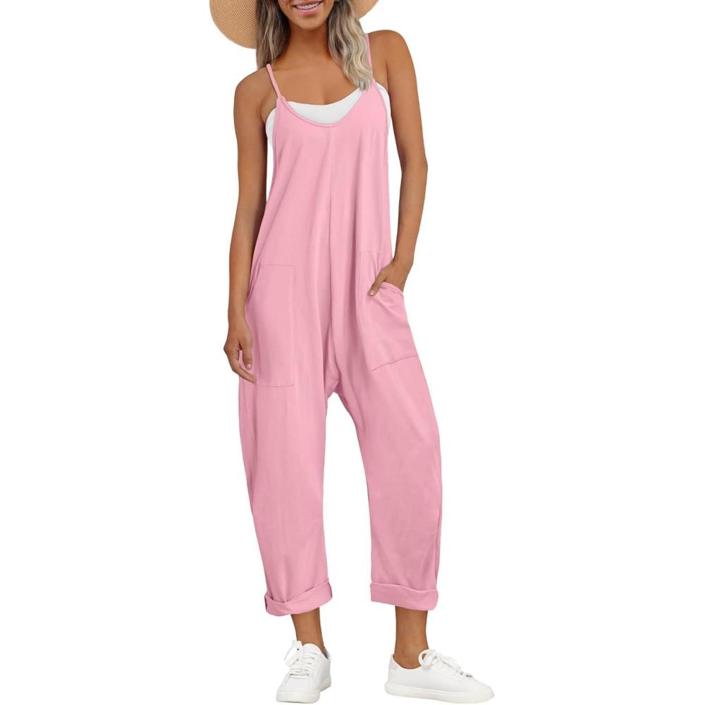 imageAUTOMET Jumpsuits for Women Casual Summer Outfits Rompers Comfy Beach Vacation Trendy Overalls Jumpers Fashion Clothes 2025Pink