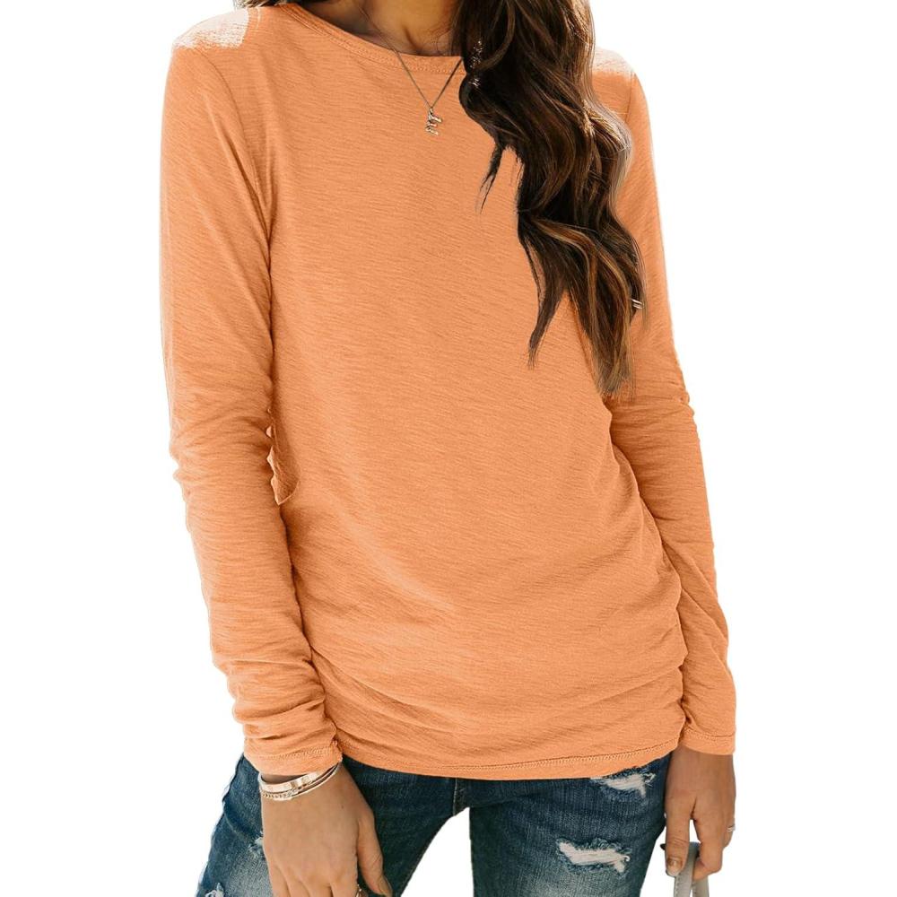imageAUTOMET Long Sleeve Shirts for Women Business Casual Tops Fall Fashion Clothes Workout Plus Size Teacher Winter Outfits 202501orange