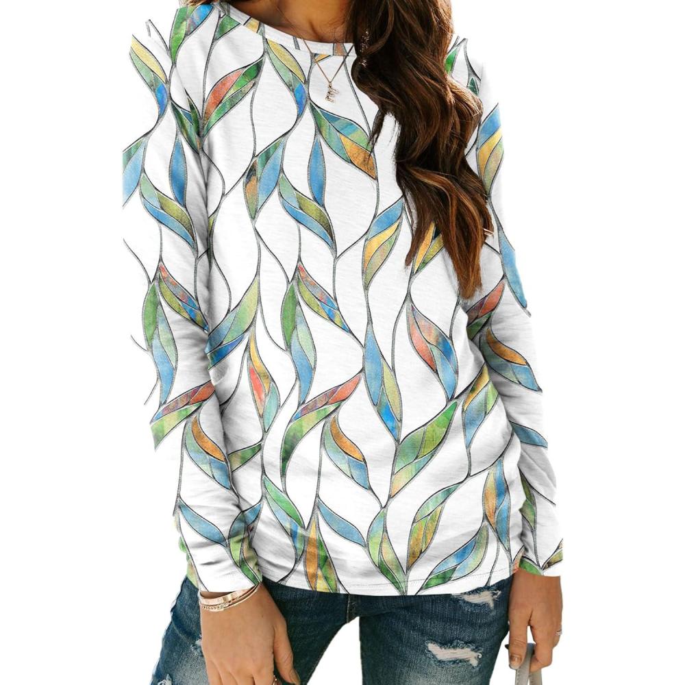 imageAUTOMET Long Sleeve Shirts for Women Business Casual Tops Fall Fashion Clothes Workout Plus Size Teacher Winter Outfits 2025Leafwhite