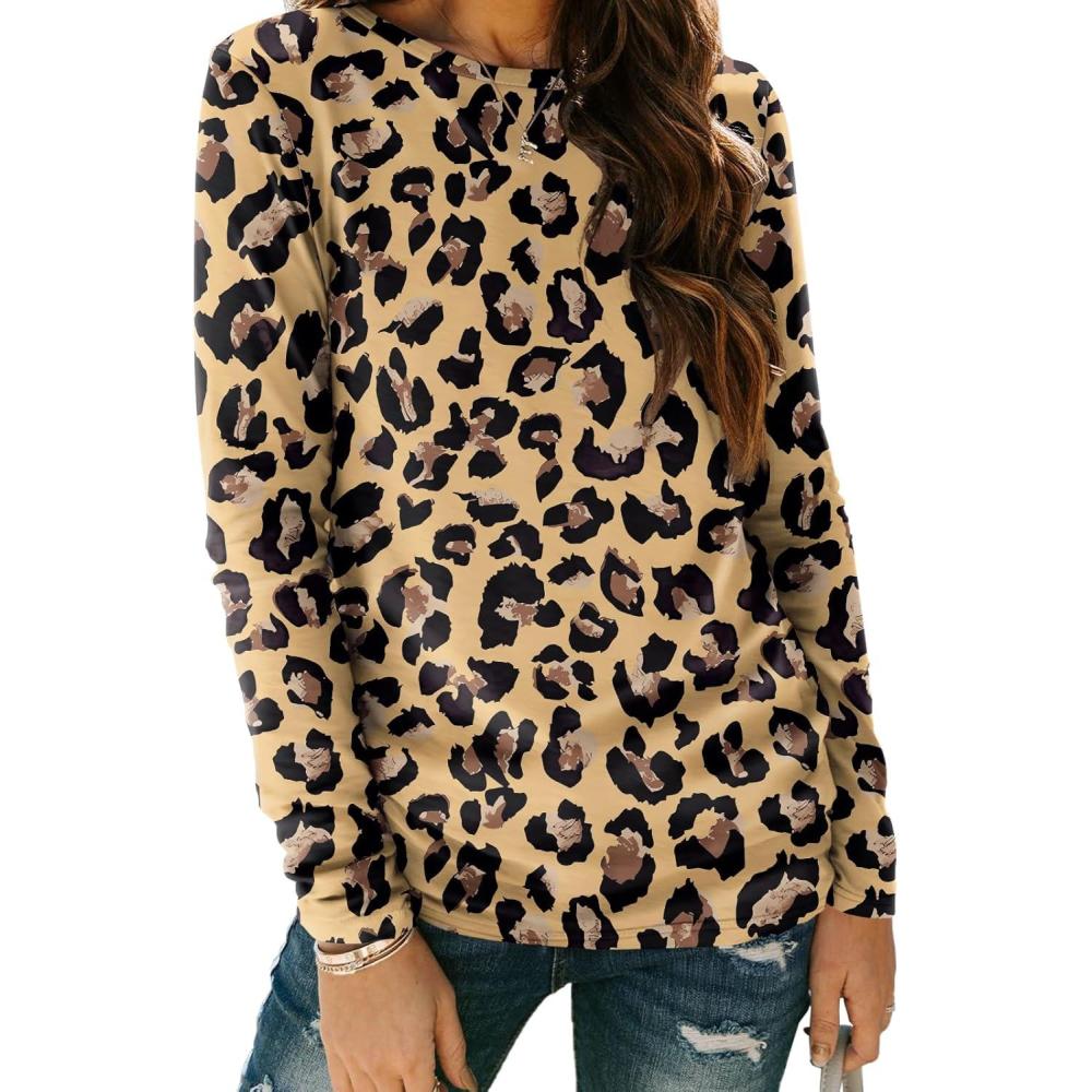 imageAUTOMET Long Sleeve Shirts for Women Business Casual Tops Fall Fashion Clothes Workout Plus Size Teacher Winter Outfits 2025Leopard2