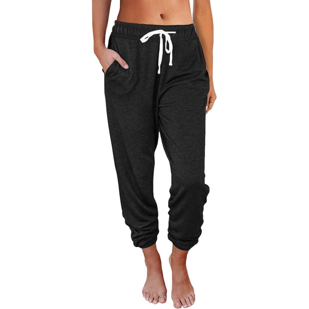 imageAUTOMET Sweatpants Women with Pockets Lounge Pajama Travel Pants Work Joggers Fall Clothes Winter Teachers Outfits 2025Black