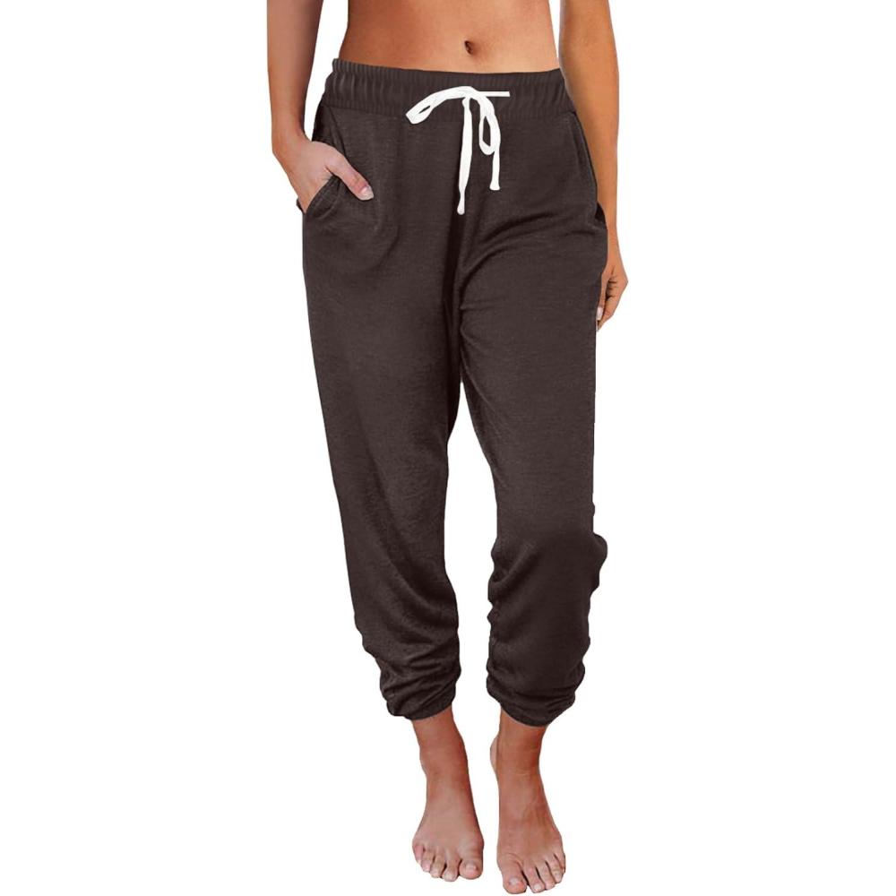 imageAUTOMET Sweatpants Women with Pockets Lounge Pajama Travel Pants Work Joggers Fall Clothes Winter Teachers Outfits 2025Brown