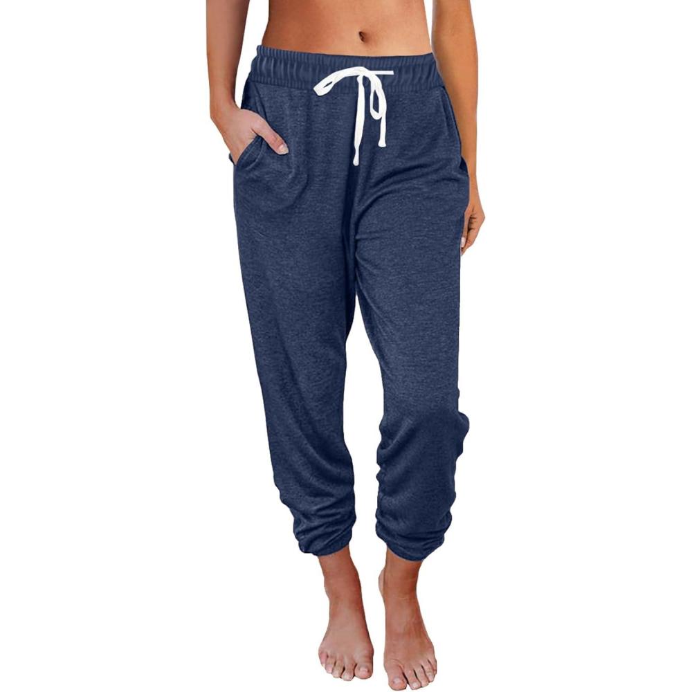 imageAUTOMET Sweatpants Women with Pockets Lounge Pajama Travel Pants Work Joggers Fall Clothes Winter Teachers Outfits 2025Navy Blue