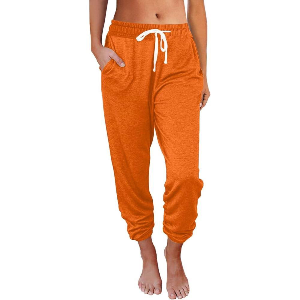 imageAUTOMET Sweatpants Women with Pockets Lounge Pajama Travel Pants Work Joggers Fall Clothes Winter Teachers Outfits 2025Orange