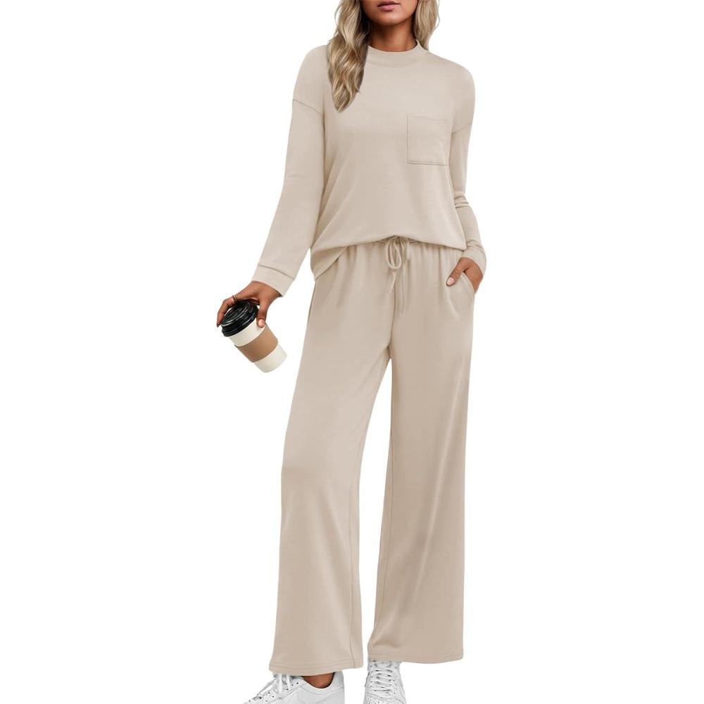 imageAUTOMET Two Piece Sets for Women Mock Neck Fall Outfits 2025 Matching Lounge Sweat Set Airport Travel Sweatsuits Comfy SetsAprioct