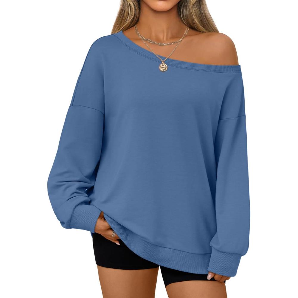 imageAUTOMET Women Off the Shoulder Sweatshirt Oversized Tops Fall Outfits 2025 Y2k Clothes Fashion Clothing Trendy TopBlue