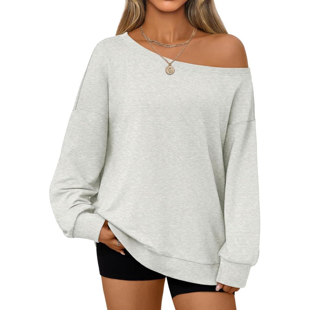 imageAUTOMET Women Off the Shoulder Sweatshirt Oversized Tops Fall Outfits 2025 Y2k Clothes Fashion Clothing Trendy TopGrey