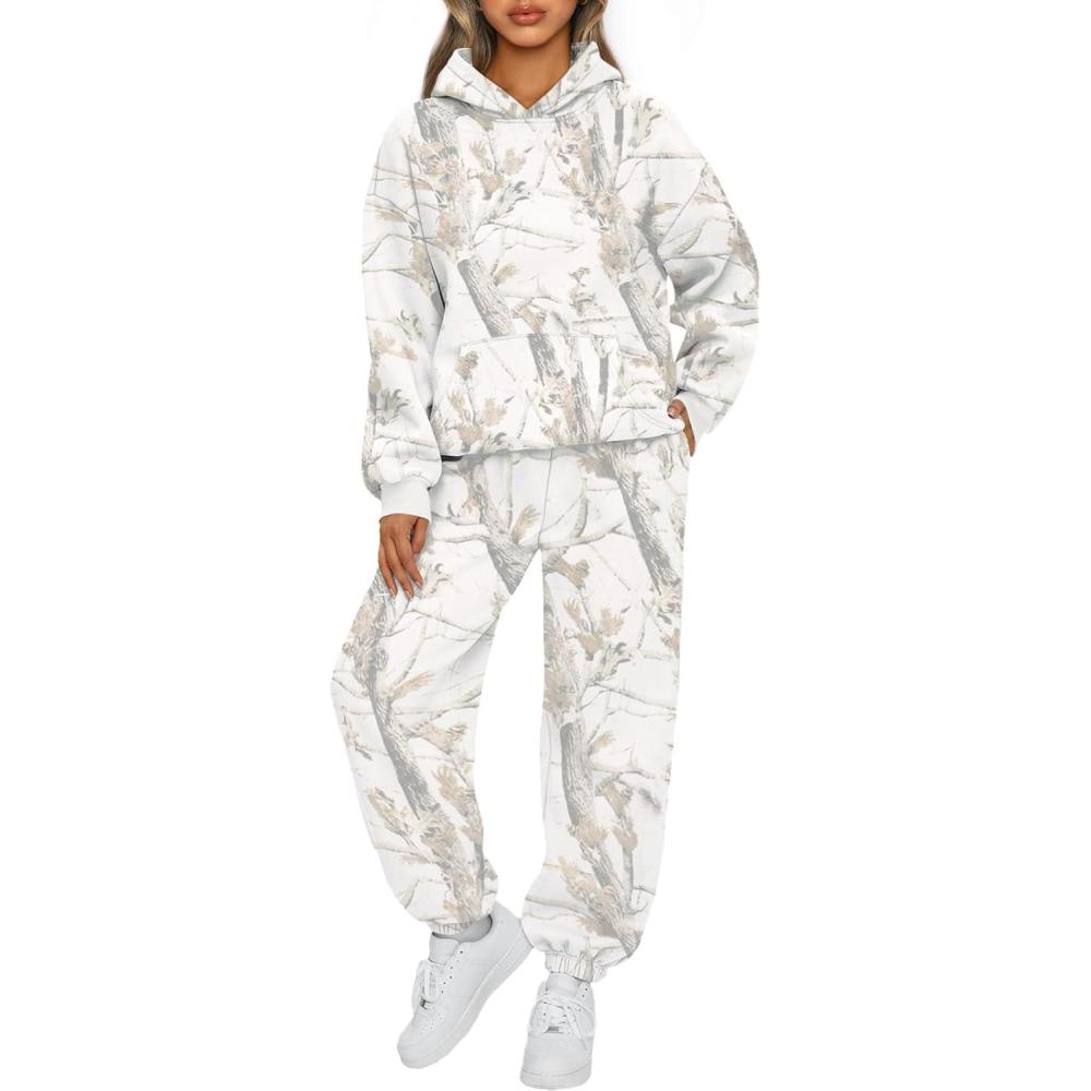 imageAUTOMET Womens 2 Piece Outfits Lounge Hoodie Sweatsuit Sets Plus Size Fall Fashion Clothes Airport Travel Pants TracksuitsCamowhite