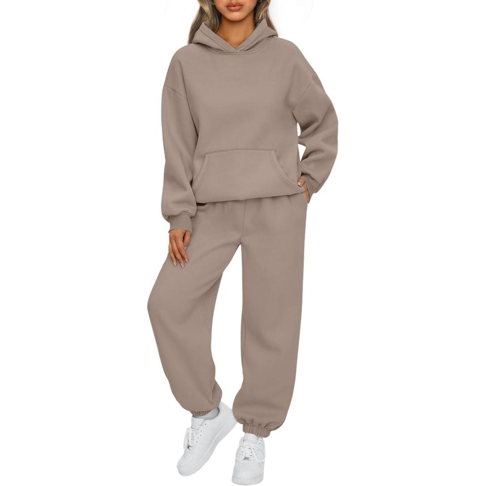 imageAUTOMET Womens 2 Piece Outfits Lounge Hoodie Sweatsuit Sets Plus Size Fall Fashion Clothes Airport Travel Pants TracksuitsCoffeegrey