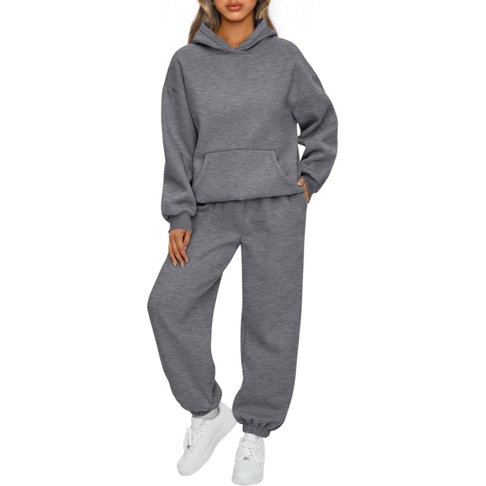 imageAUTOMET Womens 2 Piece Outfits Lounge Hoodie Sweatsuit Sets Plus Size Fall Fashion Clothes Airport Travel Pants TracksuitsDarkgrey