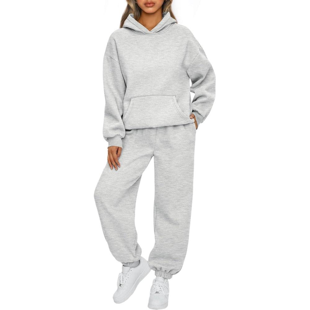 imageAUTOMET Womens 2 Piece Outfits Lounge Hoodie Sweatsuit Sets Plus Size Fall Fashion Clothes Airport Travel Pants TracksuitsGrey