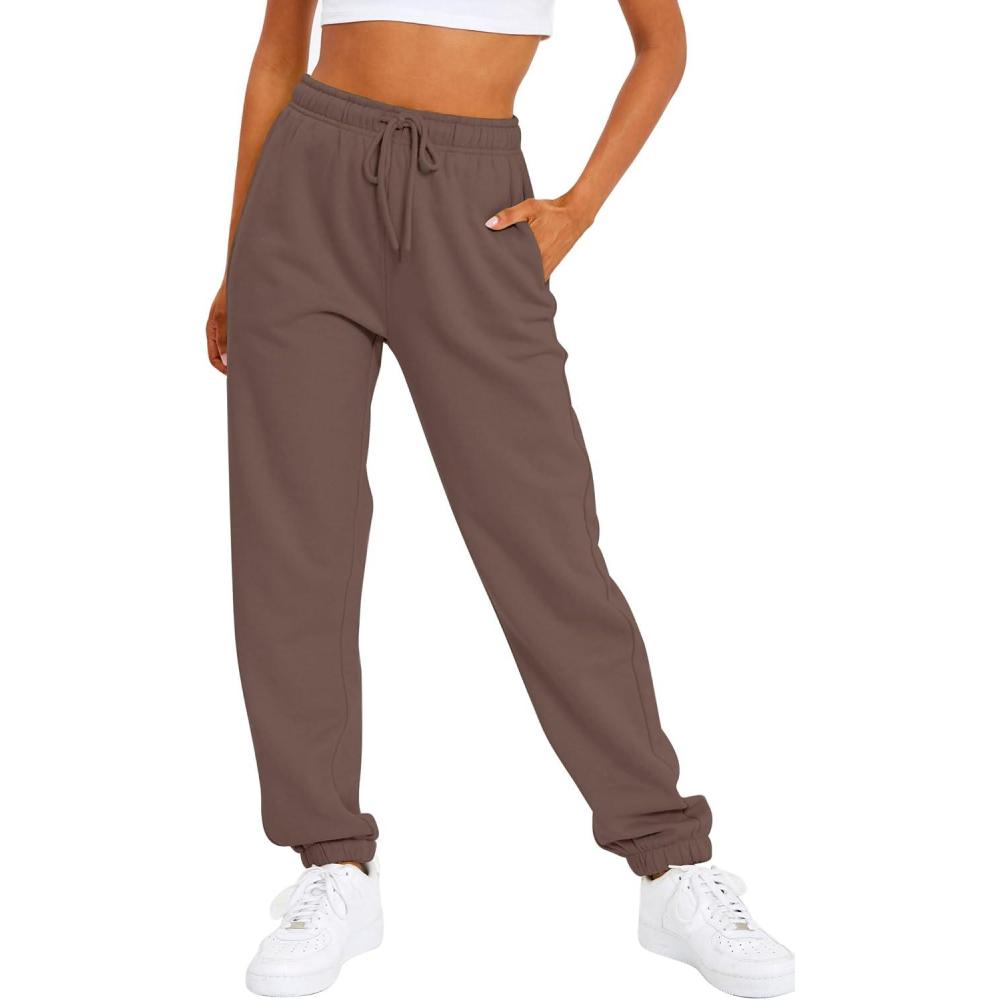 imageAUTOMET Womens Casual Baggy Fleece SweatpantsCoffeegrey