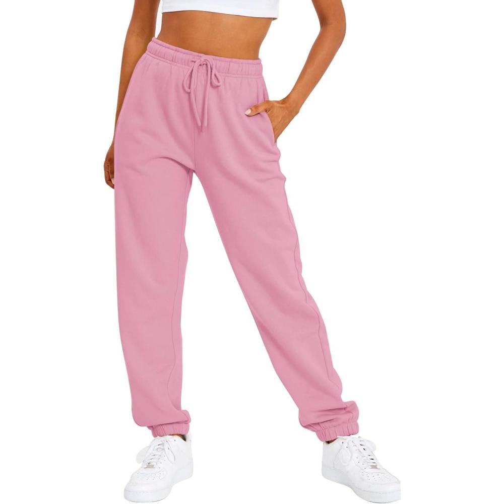 imageAUTOMET Womens Casual Baggy Fleece SweatpantsPink