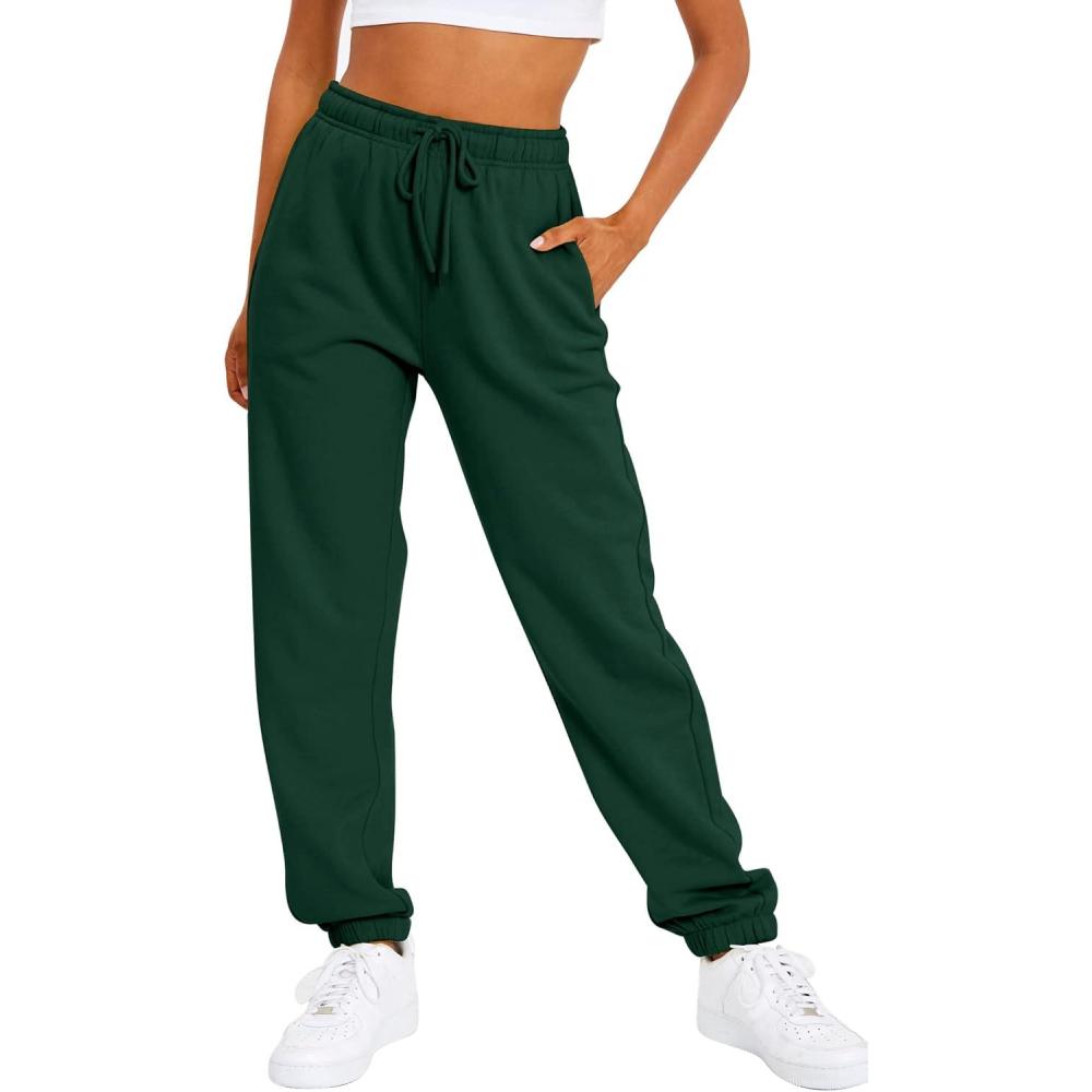 imageAUTOMET Womens Casual Baggy Fleece SweatpantsXmasgreen