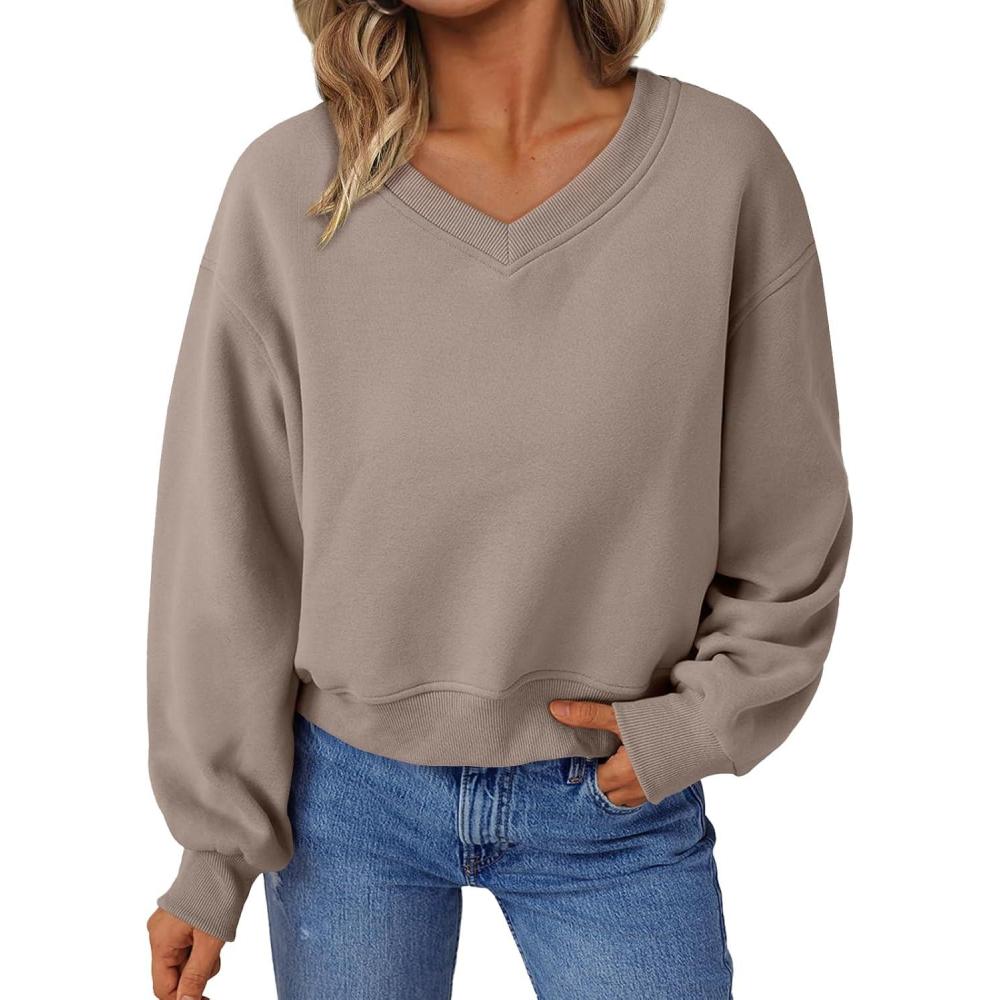 imageAUTOMET Womens Cropped Cute Sweatshirts Pullover Fleece Crop Sweaters Fall Fashion Outfits Clothes 2025Coffee Grey