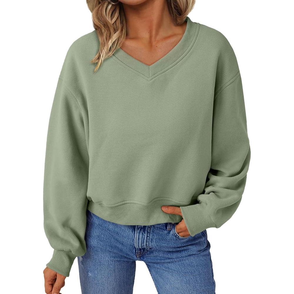 imageAUTOMET Womens Cropped Cute Sweatshirts Pullover Fleece Crop Sweaters Fall Fashion Outfits Clothes 2025Light Green