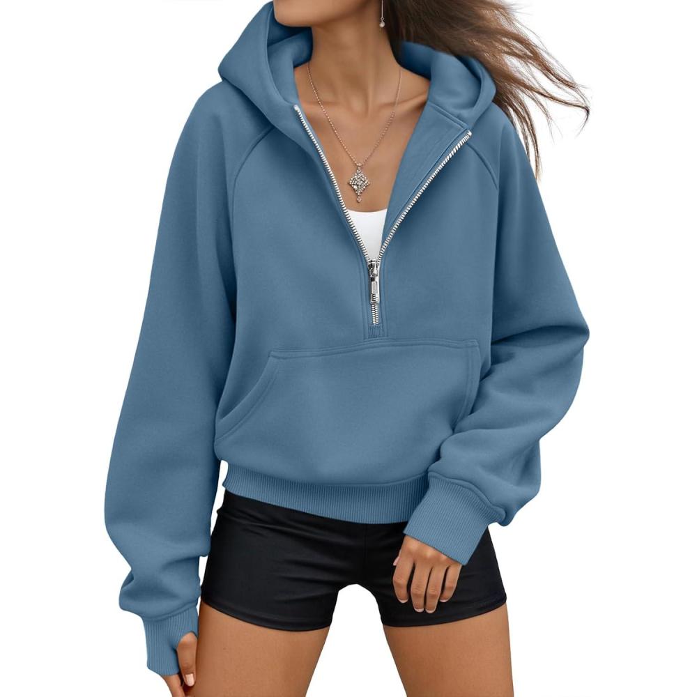 imageAUTOMET Womens Hoodies Fleece Fall Fashion Outfits Workout Sweatshirts Y2k Winter Zip Up Jackets Oversized Tops Clothes 2025Blue