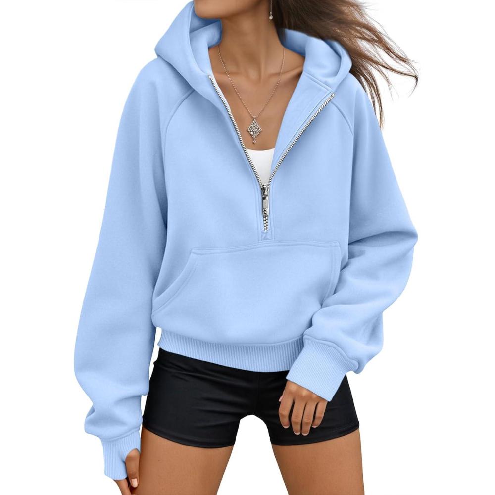 imageAUTOMET Womens Hoodies Fleece Fall Fashion Outfits Workout Sweatshirts Y2k Winter Zip Up Jackets Oversized Tops Clothes 2025Lightblue
