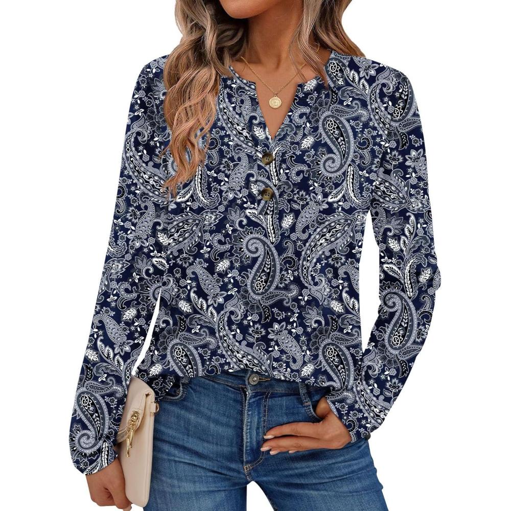 imageAUTOMET Womens Long Sleeve Shirts 2025 Fall Fashion Dressy Casual Tops Trendy Henley Blouses Cute Work Outfits ClothesBoho Black