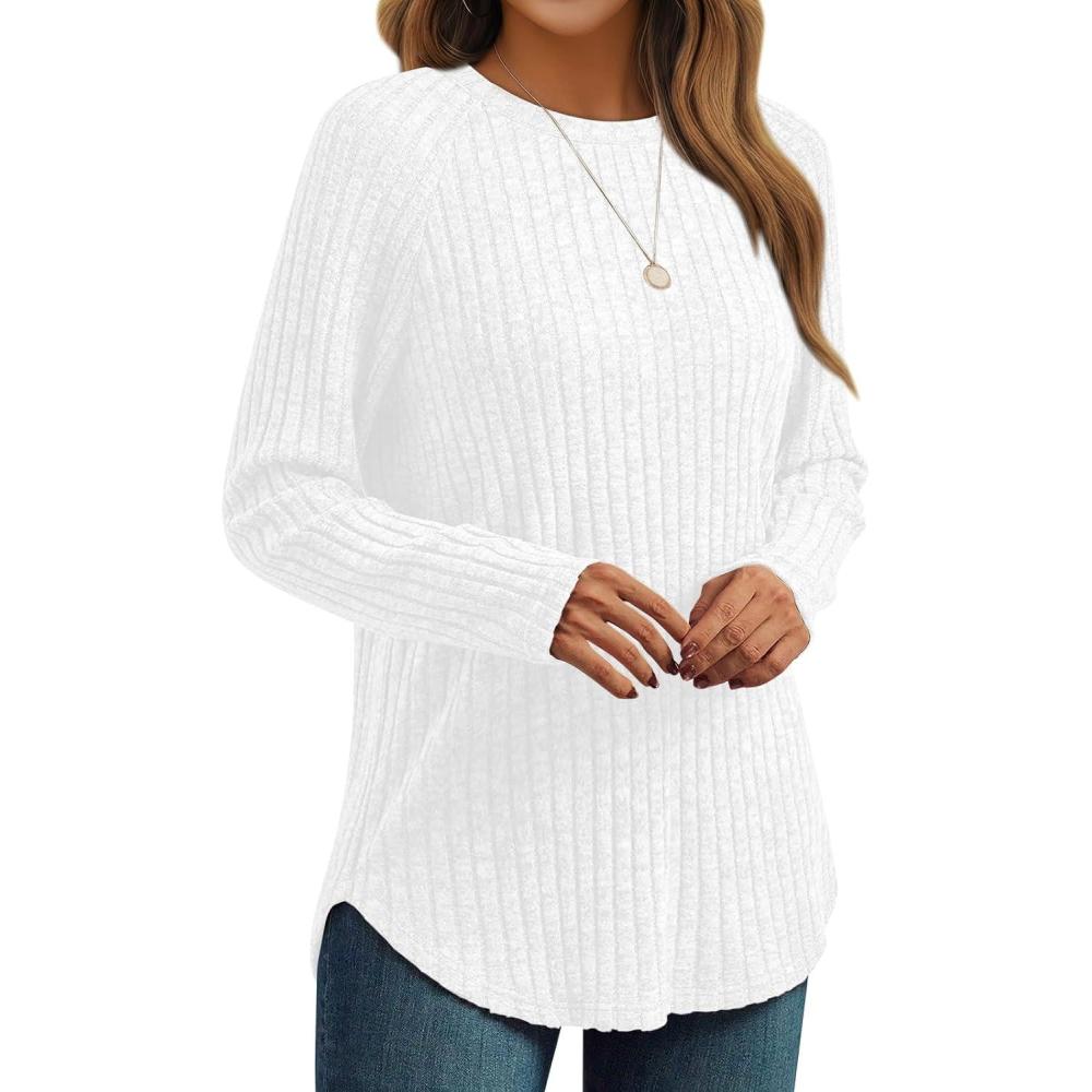 imageAUTOMET Womens Long Sleeve Shirts Fall Fashion Tops 2025 Blouses Dressy Sweaters Tunic Winter Clothes Casual OutfitsWhite