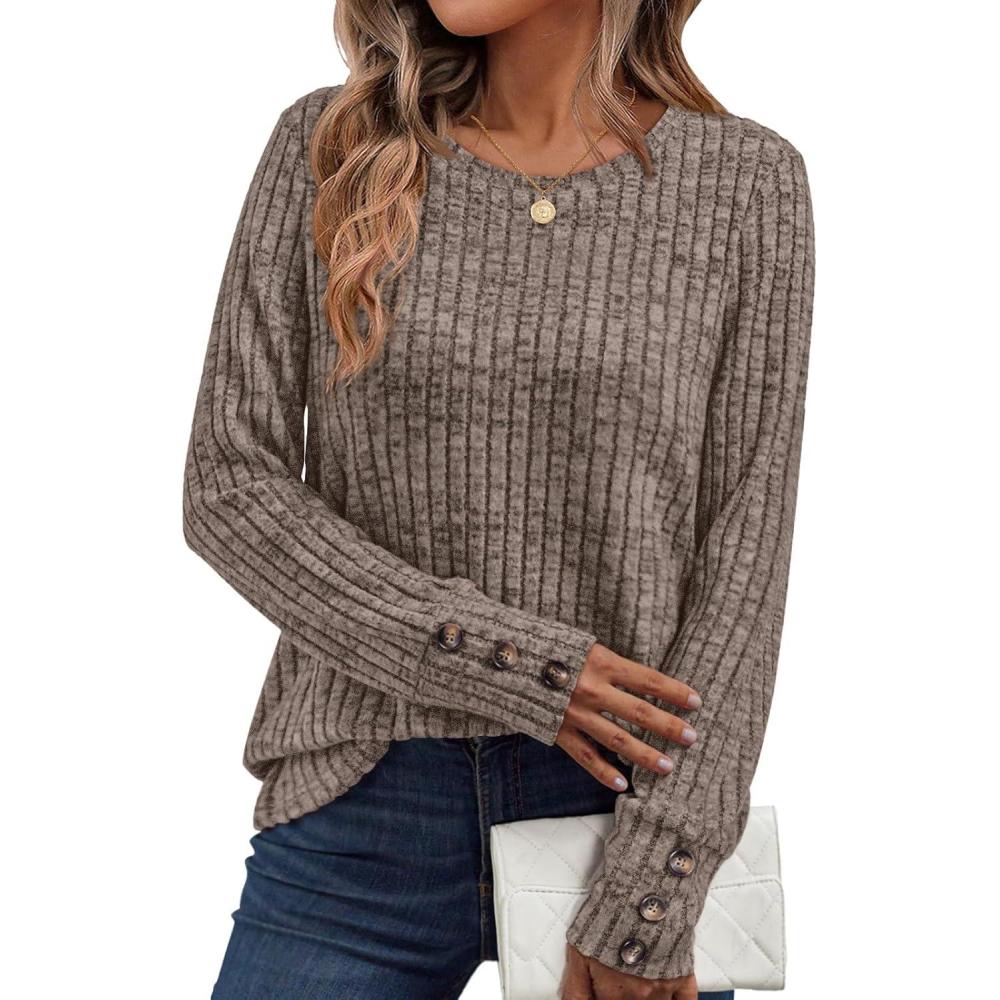 imageAUTOMET Womens Long Sleeve Shirts Fall Sweaters Lightweight Cute Tunic Tops Trendy Fashion Clothes 2025 OutfitsCoffeegrey