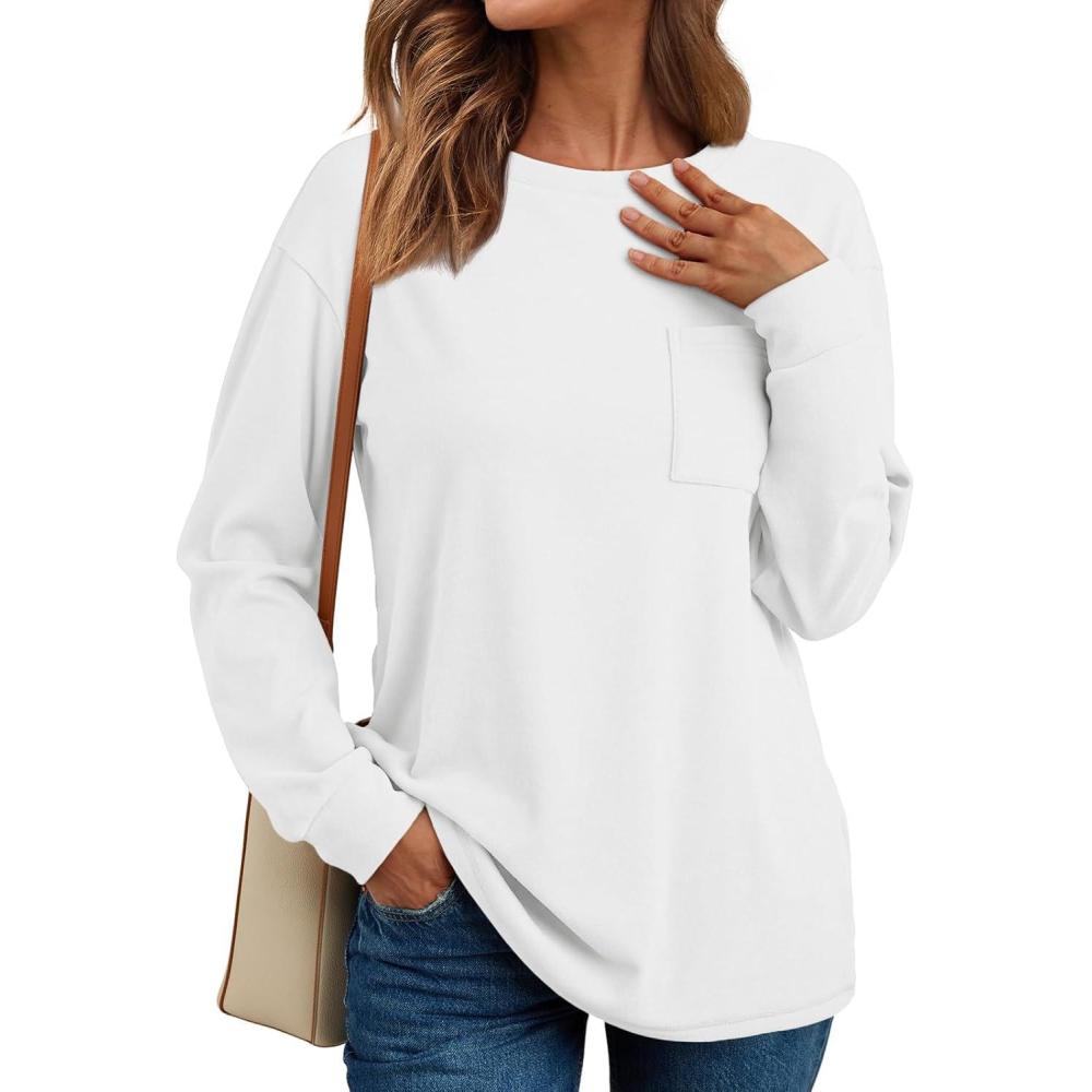 imageAUTOMET Womens Long Sleeve T Shirts Fall Tops Crewneck Oversized Sweatshirts Winter Cute Clothing Trendy Teacher OutfitsWhite