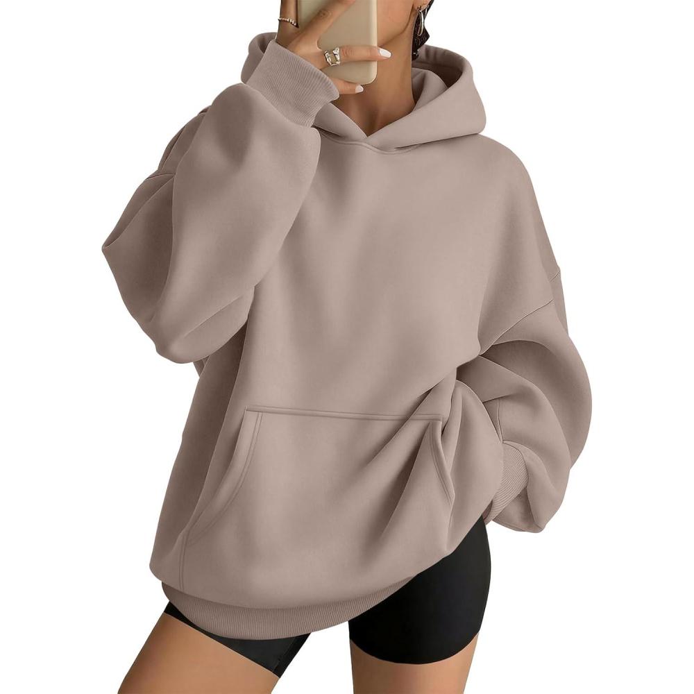 imageAUTOMET Womens Oversized Hoodies Fleece Trendy Sweatshirts Fall Fashion 2025 Pullover Winter Clothing OutfitsCoffee Grey