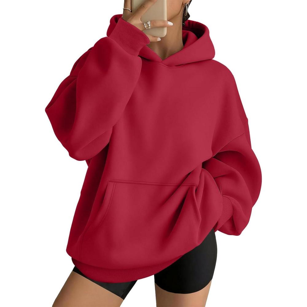 imageAUTOMET Womens Oversized Hoodies Fleece Trendy Sweatshirts Fall Fashion 2025 Pullover Winter Clothing OutfitsRed
