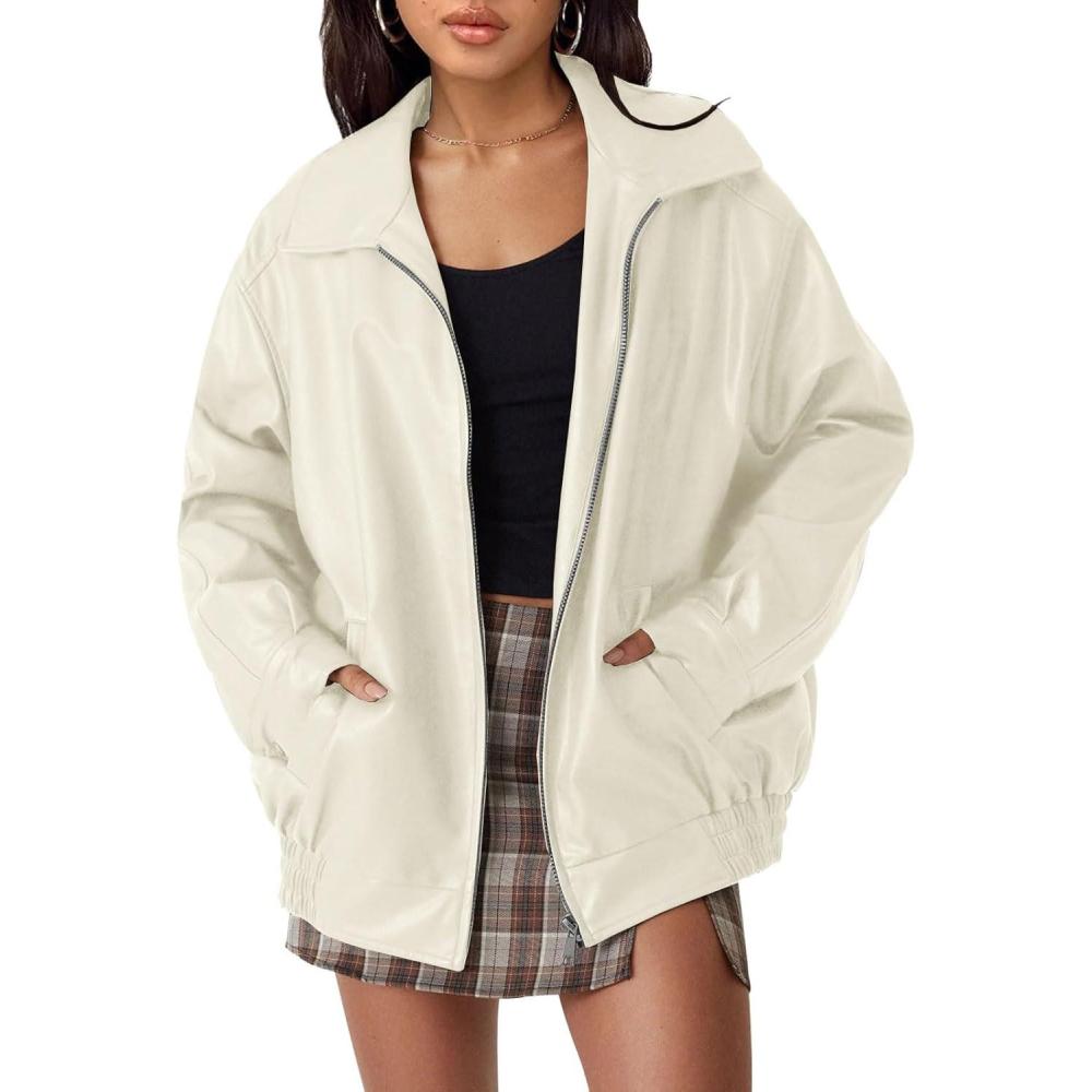 imageAUTOMET Womens Oversized Leather Jackets Faux Suede Fall Fashion Motorcycle Coats Winter Outfits Clothes Y2k TopsBeige