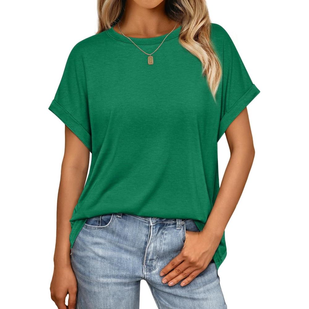 imageAUTOMET Womens Summer Tops Oversized Short Sleeve Business Casual T Shirts Trendy Fashion Clothes Spring Outfits 2025Green