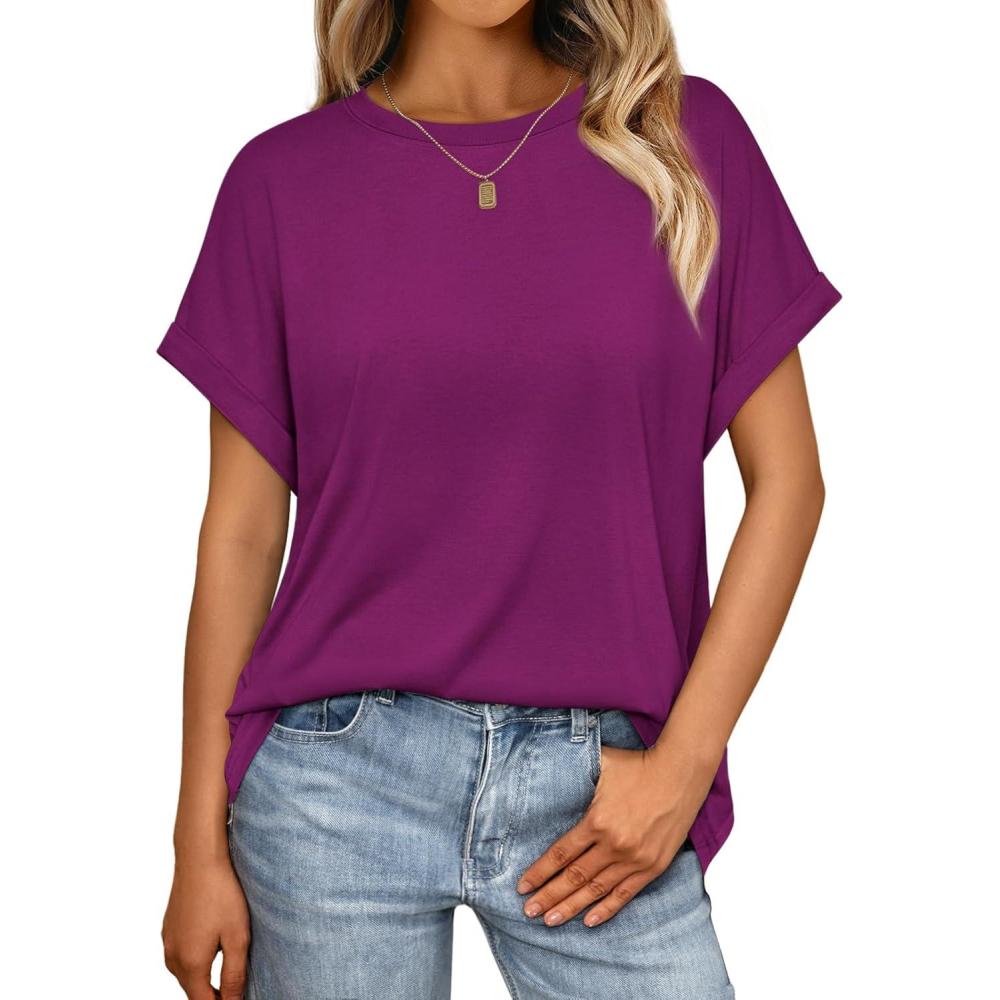 imageAUTOMET Womens Summer Tops Oversized Short Sleeve Business Casual T Shirts Trendy Fashion Clothes Spring Outfits 2025Purple