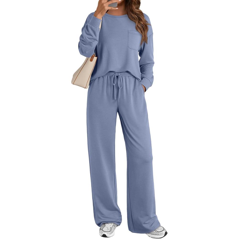 imageAUTOMET Womens Sweatsuits 2 Piece Lounge Matching Outfits Sweat Sets Tracksuit Travel Sweatshirts Fall Fashion Clothes 2025Blue