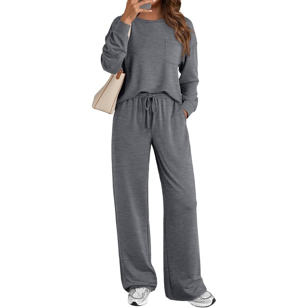 imageAUTOMET Womens Sweatsuits 2 Piece Lounge Matching Outfits Sweat Sets Tracksuit Travel Sweatshirts Fall Fashion Clothes 2025Darkgrey