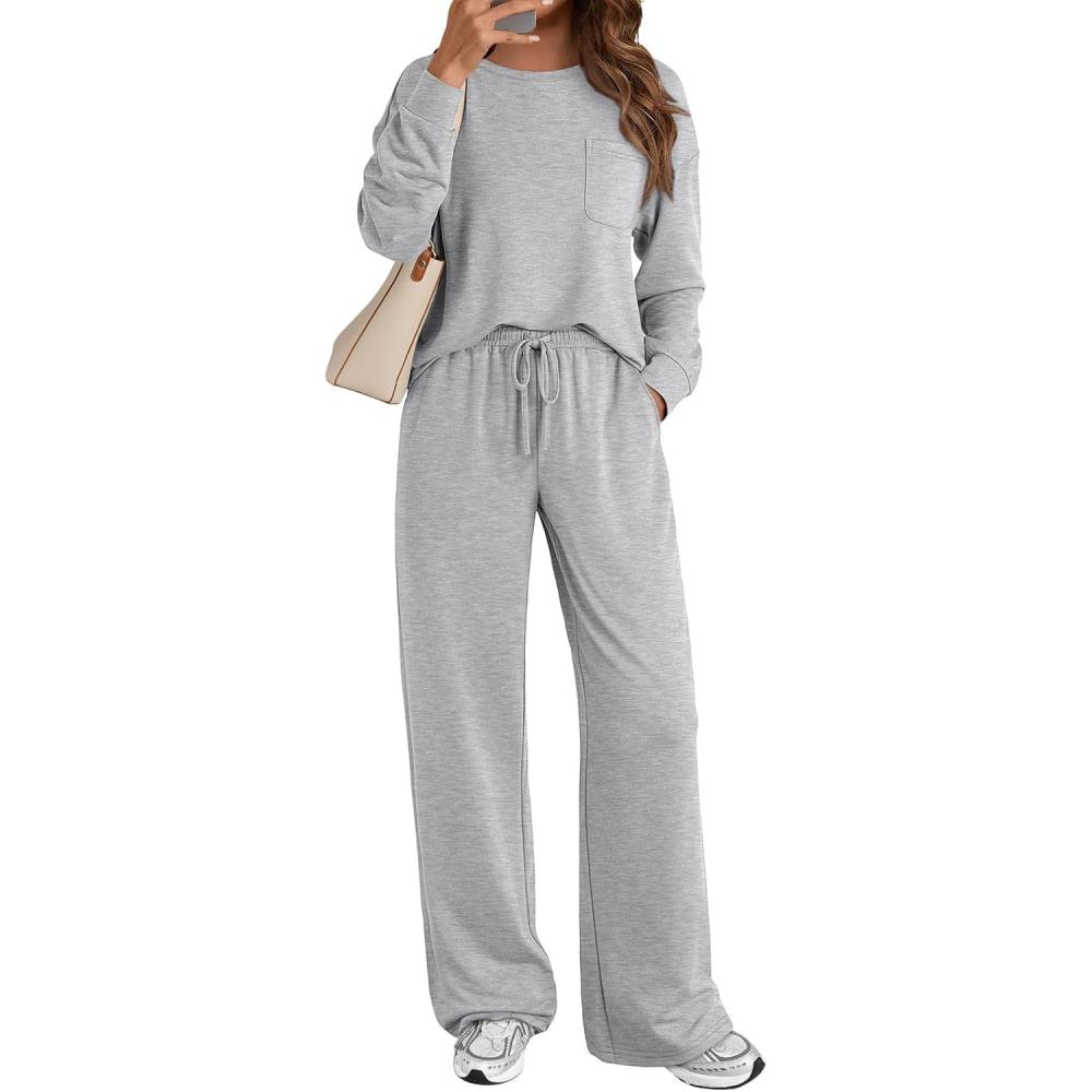 imageAUTOMET Womens Sweatsuits 2 Piece Lounge Matching Outfits Sweat Sets Tracksuit Travel Sweatshirts Fall Fashion Clothes 2025Grey