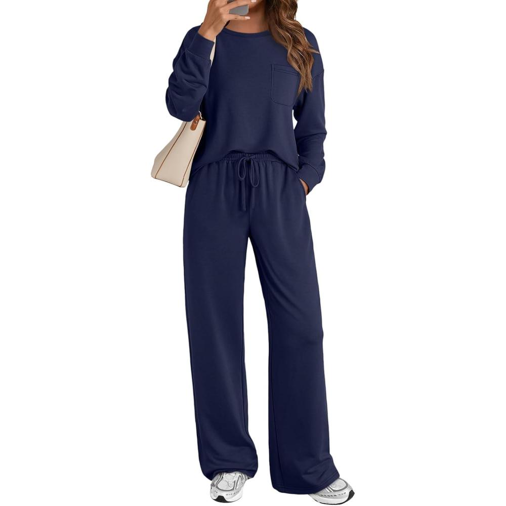 imageAUTOMET Womens Sweatsuits 2 Piece Lounge Matching Outfits Sweat Sets Tracksuit Travel Sweatshirts Fall Fashion Clothes 2025Navy