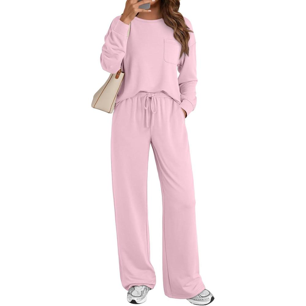 imageAUTOMET Womens Sweatsuits 2 Piece Lounge Matching Outfits Sweat Sets Tracksuit Travel Sweatshirts Fall Fashion Clothes 2025Pink