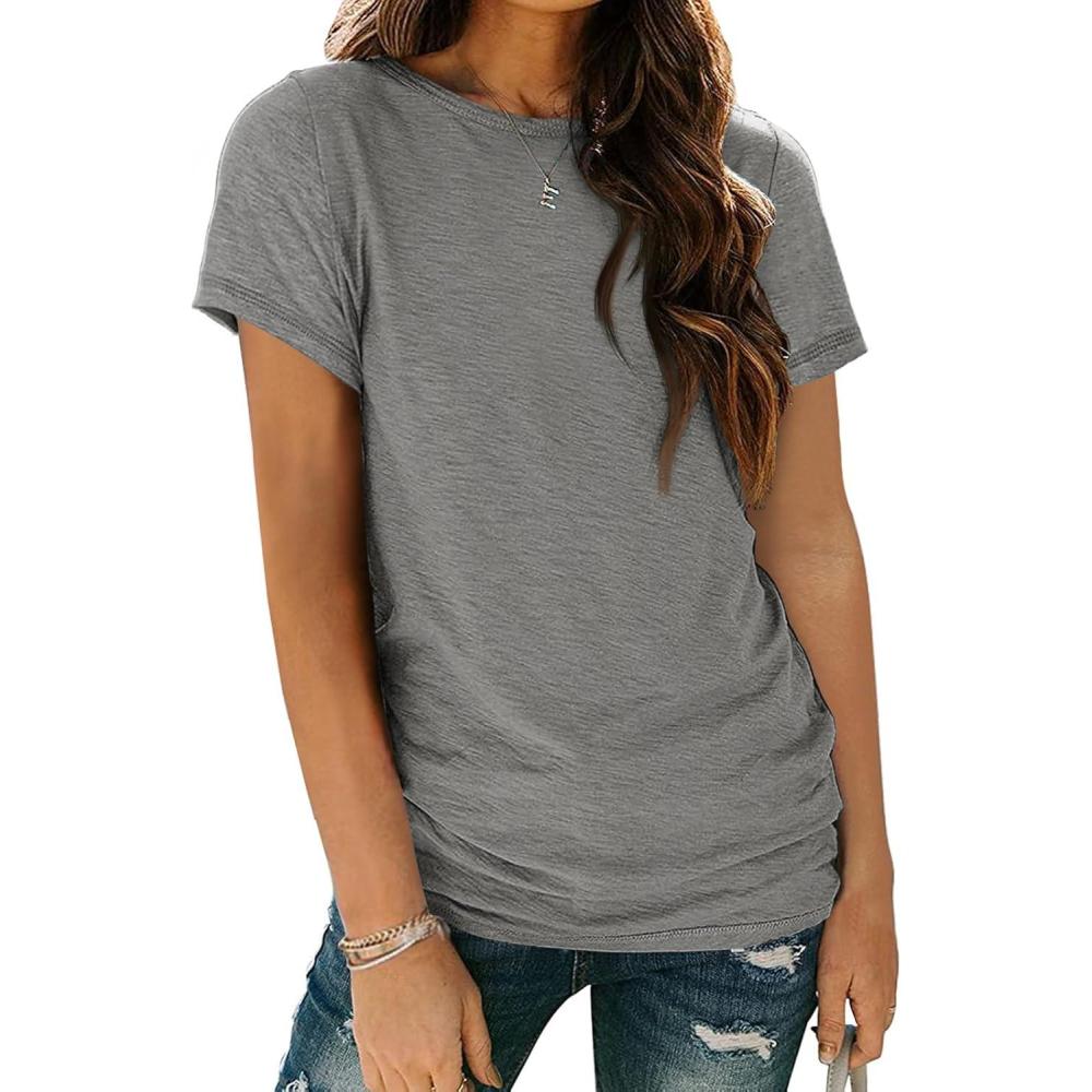 imageAUTOMET Womens Tops Shorts Sleeve Shirts for Summer Spring Beach Vacation Plus Size Oversized Casual Tee for Teen Girls 202502grey